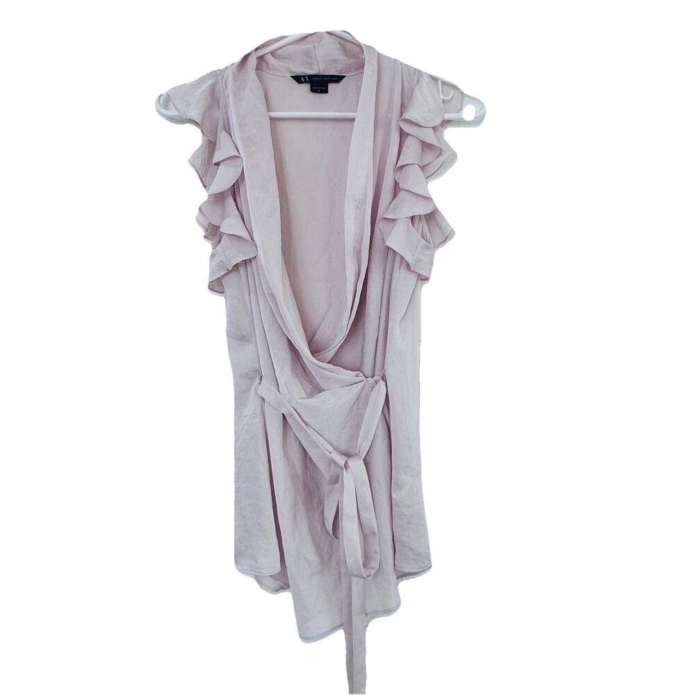 A/X Armani Exchange Ivory Wrap Ruffle Blouse S Mini Dress Preppy Capsule
